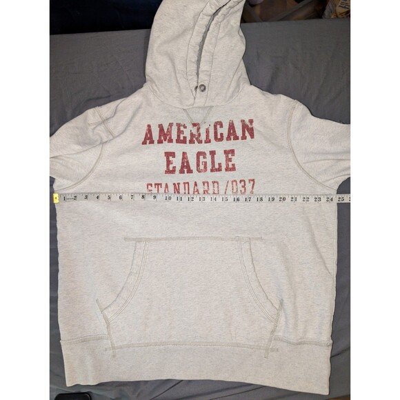 American Eagle Outfitters Hoodie Sweatshirt Men's XL Gray Red Logo Graphic Y2K * - Picture 7 of 10